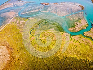 Aerial panoramic view of Newtown of isle of Wight