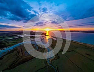 Aerial panoramic view of Newtown of isle of Wight