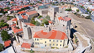 Aerial panoramic view of the old Byzantine Castle in the city of