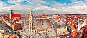 Aerial panoramic view of Old Town, Munich, Germany