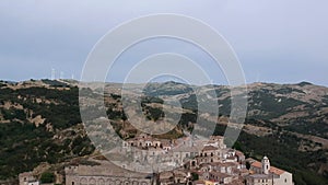 Aerial panoramic view of old town Tursi in Basilicata region, Italy