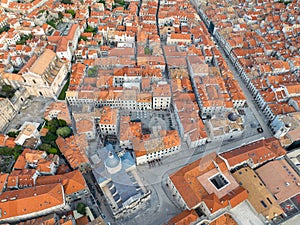 Aerial panoramic view of picturesque Dubrovnik city with old town