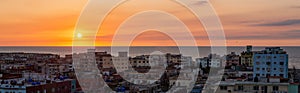 Aerial panoramic view of the residential neighborhood in the Havana City, Capital of Cuba