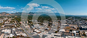 Aerial panoramic view of the Salt Lake City skyline Utah