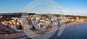 Aerial panoramic view of Sant Pol de Mar village in el Maresme coast, Catalonia photo