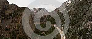 Aerial Panoramic View of a Scenic Road in the Canadian Mountain