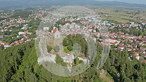 Aerial panoramic view of small picturesque town Sinj, Croatia