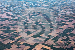 Aerial panoramic view of the square fields pattern in pampas photo