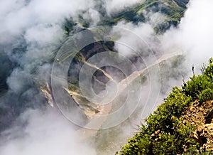 Aerial panoramic view to Colca canyon , Chivay, Arequipa, Peru