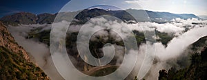 Aerial panoramic view to Colca canyon, Chivay, Arequipa, Peru
