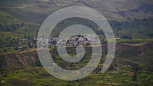 Aerial panoramic view to Colca canyon and Madrigal city from the Madrigal viewpoint, Chivay, Arequipa, Peru photo