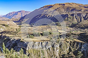 Panoramic view to Colca canyon and Madrigal city from the Madrigal viewpoint at Chivay, Arequipa, Peru photo