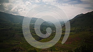 Aerial panoramic view to Colca canyon and Madrigal city from the Madrigal viewpoint, Chivay, Arequipa, Peru photo