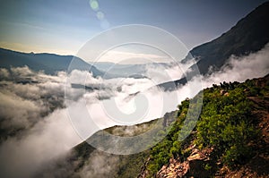 Aerial panoramic view to Colca canyon from the Tunturpay viewpoint, Chivay, Arequipa, Peru