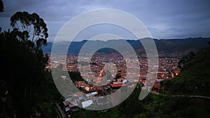 Aerial panoramic view to Cuzco at Peru
