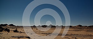 Aerial panoramic view to El Berdj mountain and erg gorge in Tassili nAjjer national park, Algeria