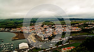 Aerial panoramic view to Praia da VitOria at terceira island, Azores, Portugal
