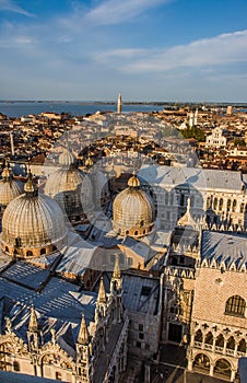 Aerial panoramic view of Venice city, Italy