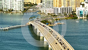 Aerial parallax video John Ringling Causeway Sarasota FL USA