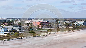 Aerial parallax Vilano beach point St Augustine Florida Winter 2024