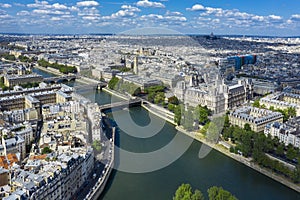 Aerial Paris cityscape France