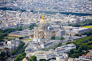Aerial Paris skyline and Invalides