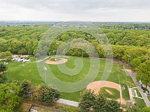 Aerial of Parkville parks in Baltimore County, Maryland next to