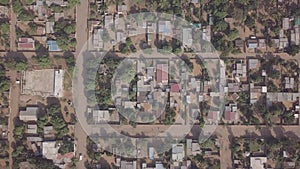 Aerial patterns made of simple houses in developing Matola, Mozambique