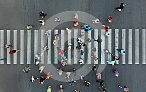 Aerial. Pedestrian crosswalk crossing. Top view.