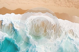 Aerial perspective of beach waves creating shore textures