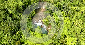 Aerial perspective of Cambugahay Falls. Siquijor Island.