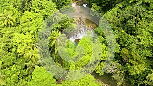 Aerial perspective of Cambugahay Falls. Siquijor Island.