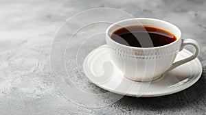 Aerial perspective of a coffee cup on a tabletop offering extensive area for custom text