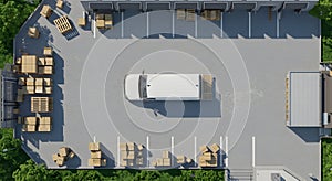 Aerial View of Warehouse Delivery