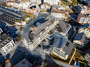 Aerial Perspective of Engelberg, a Swiss Mountain Resort Village. photo