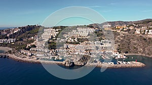 Aerial perspective of La Herradura city - Malaga Spain. Beautiful coastal city situated in south of Spain.
