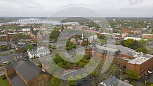 Aerial Perspective over the Downtown Urban City Center of New Bern NC photo
