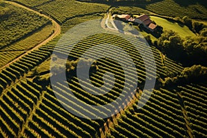 Aerial perspective Picturesque Vineyard