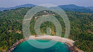 Aerial perspective of tropical freedom beach in Phuket. Landscape. Thailand. Asia. Nature