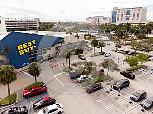 Aerial photo Aventura Best Buy contactless curbside pick up parking spots photo