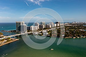 Aerial photo Bal Harbour Florida an upscale neighborhood on the beach