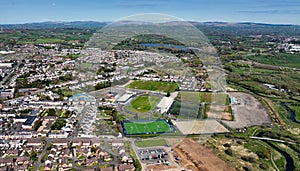 Aerial photo of Ballymena United Football Showgrounds Co Antrim Northern Ireland