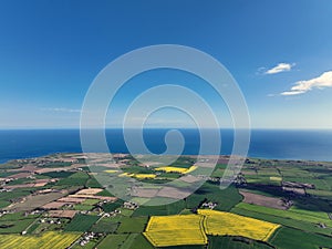 Aerial photo of Barnevave and Slieve Foye Mountains Glenmore Valley Cooley Peninsula Carlingford Lough Louth Irish Sea Ireland