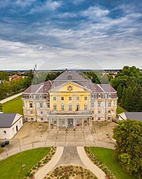 Aerial photo of Batthyany castle, Kormend