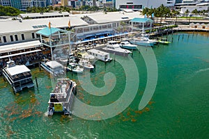 Aerial photo boat tour at Bayside Marina Miami