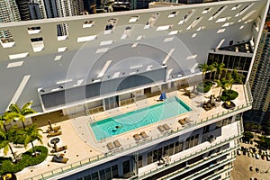 Stock photo Brickell House condominium residences roftop swimming pool deck