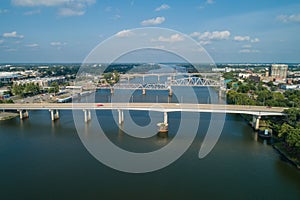 Aerial photo of bridges over the Arkansas River Little Rock photo