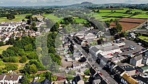 Aerial photo of Broughshane village Saint Patricks Slemish Northern Ireland