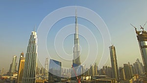 Aerial photo. Burj Khalifa, the tallest skyscraper in the world. Dubai downtown.