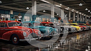 aerial photo capturing the organized arrangement of brand-new cars lined up at the port, ready for import and export photo